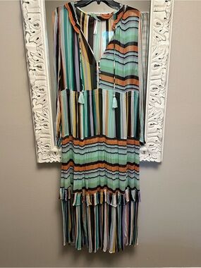 Anthropologie Striped Multicolor Long Sleeve Maxi Dress